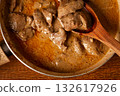 beef stroganoff, pan cooking, close-up, homemade, 132617926