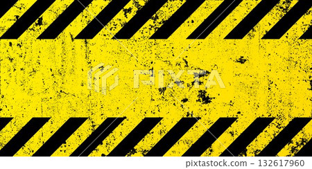 Warning sign with yellow and black diagonal lines. Attention, danger or caution symbol. Construction site signage, road safety notice, hazard banner, security alert shield. Vector illustration Warning sign with yellow and black diagonal lines. Attention, danger or caution symbol. Construction site signage, road safety notice, hazard banner, security alert shield. Vector illustration 132617960