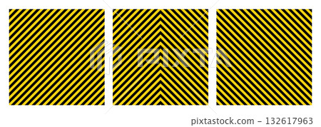 Warning sign with yellow and black diagonal lines. Attention, danger or caution symbol. Construction site signage, road safety notice, hazard banner, security alert shield. Vector illustration Warning sign with yellow and black diagonal lines. Attention, danger or caution symbol. Construction site signage, road safety notice, hazard banner, security alert shield. Vector illustration 132617963