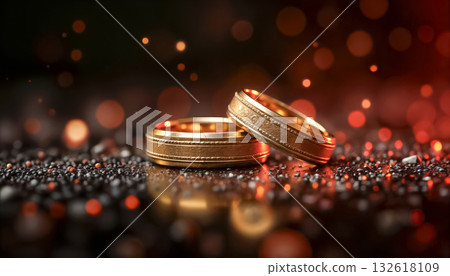 elite wedding engagement rings made of gold, unique original design, beautiful official wedding decoration 132618109
