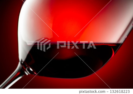 Red wine in a glass. Red wine in a glass. 132618223