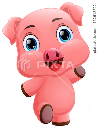 Cute pig cartoon on white background Cute pig cartoon on white background 132618722
