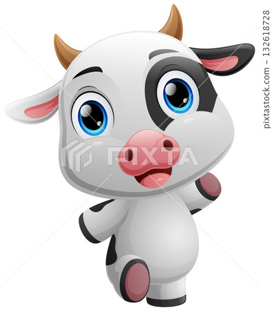 Cute cow cartoon on white background Cute cow cartoon on white background 132618728