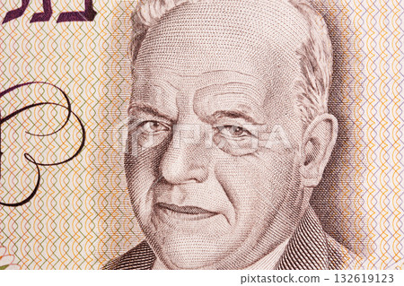 Chaim Nachman Bialik a closeup portrait from Israeli money Chaim Nachman Bialik a closeup portrait from Israeli money 132619123