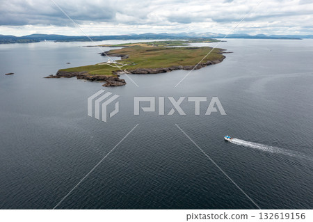 Aerial View of St John's Point Lighthouse in County Donegal, Ireland 132619156