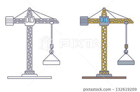 Construction crane icon for building houses. 132619209