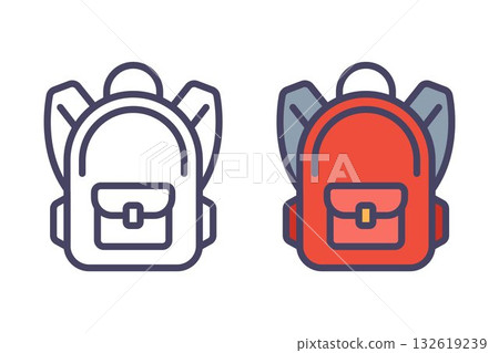 Red backpack icon for a schoolchild. 132619239