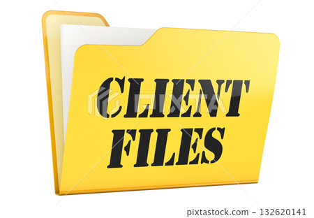Client files, yellow folder. 3D rendering Client files, yellow folder. 3D rendering 132620141