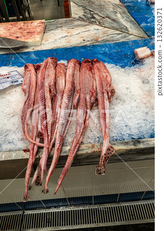 Setubal, Portugal - Feb 28, 2025: Mercado do Livramento in Setubal, Portugal. Fresh fish and food market Setubal, Portugal - Feb 28, 2025: Mercado do Livramento in Setubal, Portugal. Fresh fish and food market 132620371