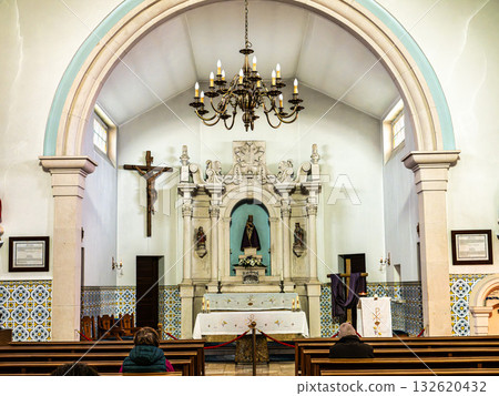 Fatima, Portugal - Mar 10, 2025: Interior of the Sanctuary of Our Lady of the Nettle in Fatima, Portugal Fatima, Portugal - Mar 10, 2025: Interior of the Sanctuary of Our Lady of the Nettle in Fatima, Portugal 132620432