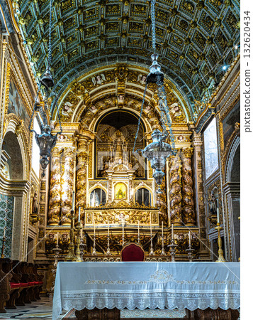 Nazare,Portugal - Mar 13, 2025: Interior and magnificent azulejo tiling in Santuario de Nossa Senhora da Nazare,Portugal 132620434