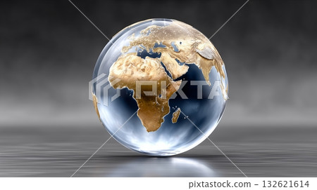Detailed view of a globe highlighting Africa and surrounding regions 132621614
