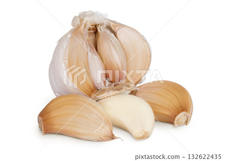 unpeeled whole garlic isolated on white background close up unpeeled whole garlic isolated on white background close up 132622435