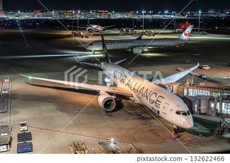 羽田機場夜間，停放的飛機，東京大田區 132622466