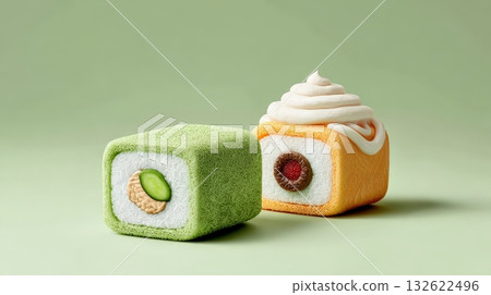 Modern sushi advertisement, stylized top-down composition with "Now Available" text, restaurant marketing design, Japanese food promo 132622496