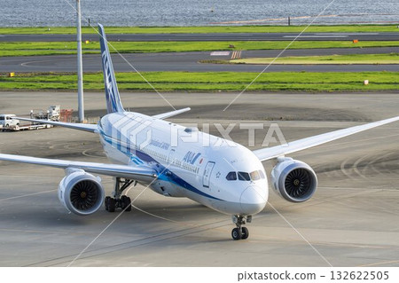 Scenery of Haneda Airport, airplane taxiing, Ota Ward, Tokyo 132622505
