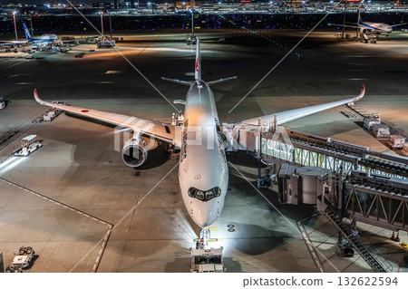 羽田機場夜間，停放的飛機，東京大田區 132622594