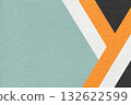 Abstract pastel teal textured paper background with white, orange, black geometric lines, copy space for graphic banner 132622599