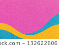 Textured magenta paper background with turquoise and yellow wavy lines and waves, copy space for banner, presentation 132622606