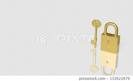 The Gold key and master for security concept 3d Rendering. 132622670