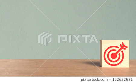 The Red Target on Wood cube for Business concept 3d Rendering. The Red Target on Wood cube for Business concept 3d Rendering. 132622681