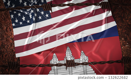 The America and Cambodia flag for Background concept 3d rendering. The America and Cambodia flag for Background concept 3d rendering. 132622682