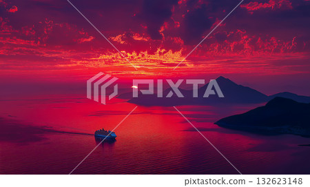 海灣的紅色日落（寂靜與輝煌交融的魔幻時刻） 132623148