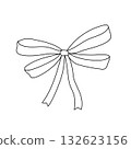 Coquette bow simple doodle outline festive hand drawn vector illustration, line art accessory for holiday events design, birthday, anniversary, greeting cards, banners, decor for hair 132623156