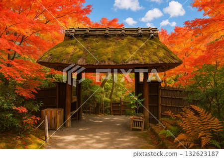 禎庵寺門苔蘚秋葉 132623187