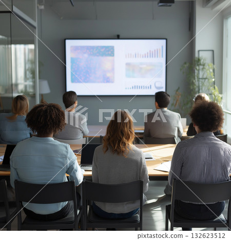 Business meeting (anonymous, generic) | Gray | Square SNS | Copy center | Clean, easy to use as advertising material, visibility 132623512