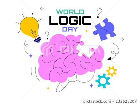 World Logic Day Vector Illustration Featuring Creative Thinking, Analytical Mind, Puzzle, Decision Making, and Smart Brain in a Flat Background World Logic Day Vector Illustration Featuring Creative Thinking, Analytical Mind, Puzzle, Decision Making, and Smart Brain in a Flat Background 132625207