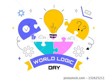 World Logic Day Vector Illustration Featuring Creative Thinking, Analytical Mind, Puzzle, Decision Making, and Smart Brain in a Flat Background World Logic Day Vector Illustration Featuring Creative Thinking, Analytical Mind, Puzzle, Decision Making, and Smart Brain in a Flat Background 132625211