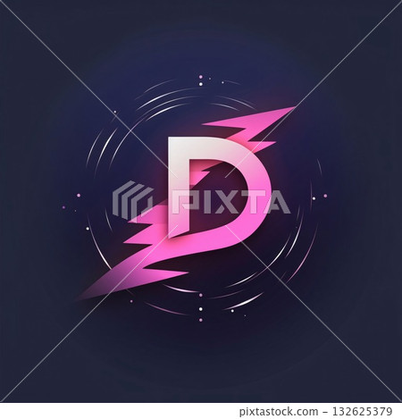 Creative letter D with lightning icon on dark background. Vector illustration. Creative letter D with lightning icon on dark background. Vector illustration. 132625379