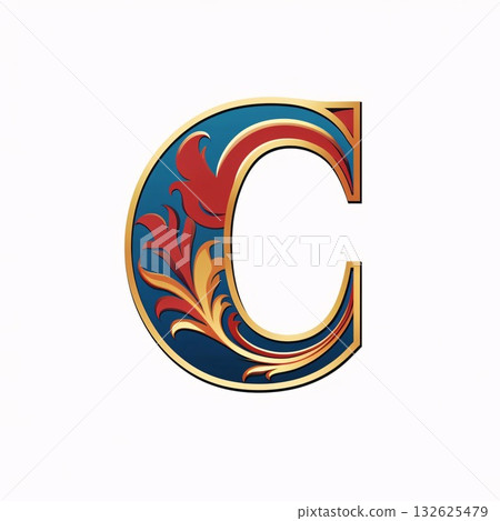 Luxury capital letter C in the style of Baroque. Luxury capital letter C in the style of Baroque. 132625479