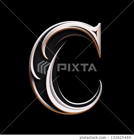 Alphabetic logo design with elegent design and typography vector letter C 132625484