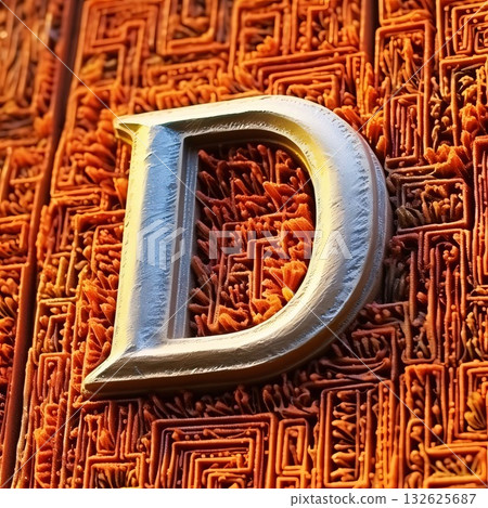 in iran blur abstract texture of the antique door and light letter D 132625687