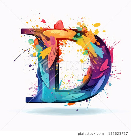 Colorful vector letter d with splashes and drops of paint. Colorful vector letter d with splashes and drops of paint. 132625717