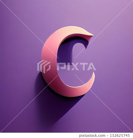 3d rendering of letter C on a purple background. Computer digital drawing. 3d rendering of letter C on a purple background. Computer digital drawing. 132625745