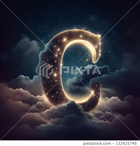 Zodiac sign Gemini in the night sky. 3D illustration. letter C 132625748