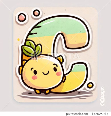 Cute cartoon alphabet. Letter C for kids. Vector illustration. Cute cartoon alphabet. Letter C for kids. Vector illustration. 132625914