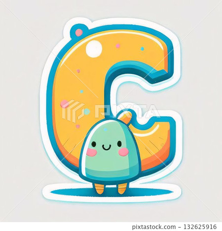 Cute cartoon character with letter C. Vector illustration for kids. Cute cartoon character with letter C. Vector illustration for kids. 132625916