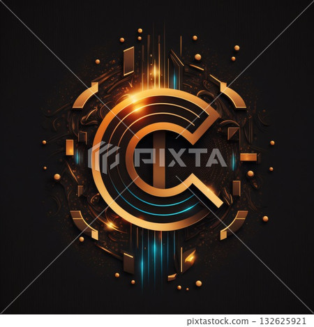 Abstract technology concept, futuristic digital hi-tech communication. Vector illustration letter C 132625921