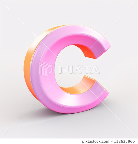 3d glossy pink and orange letter C isolated on white background, computer generated images 3d glossy pink and orange letter C isolated on white background, computer generated images 132625960