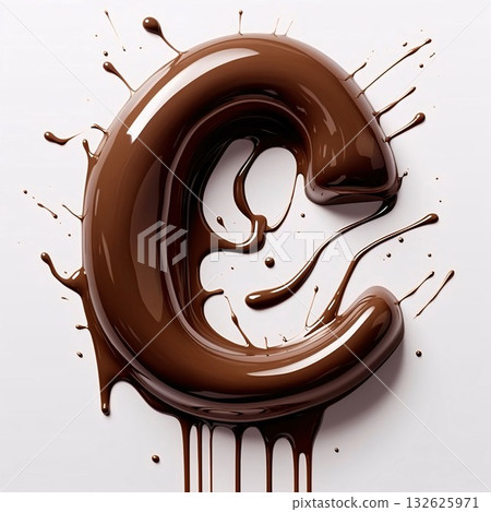 Chocolate font on a white background. 3d rendering, 3d illustration. letter C Chocolate font on a white background. 3d rendering, 3d illustration. letter C 132625971