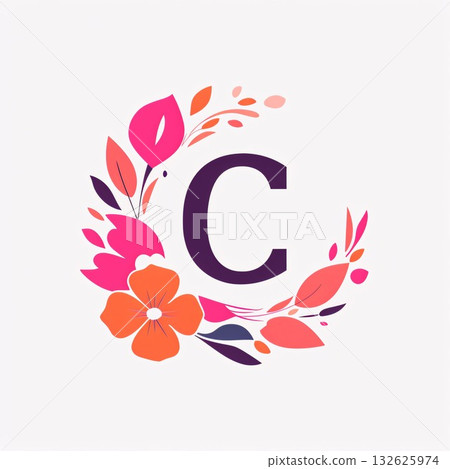 Letter C with floral elements. Vector design template elements for your application or corporate identity. Letter C with floral elements. Vector design template elements for your application or corporate identity. 132625974