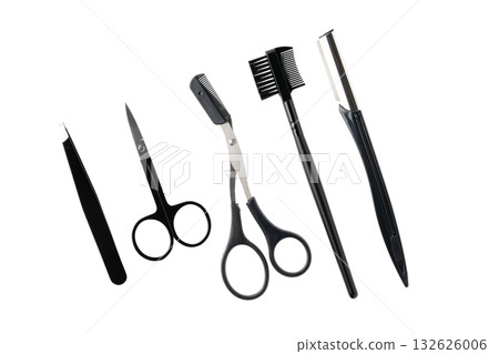 Eyebrow grooming tools set on transparent background (png) Eyebrow grooming tools set on transparent background (png) 132626006