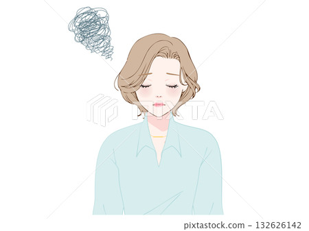 駝背、圓肩、上班族女性、上半身、憂慮、憂鬱 駝背、圓肩、上班族女性、上半身、憂慮、憂鬱 132626142