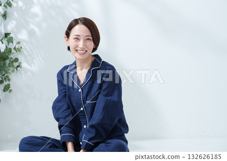 A woman in pajamas who woke up in the morning A woman in pajamas who woke up in the morning 132626185