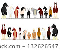 Set of borders with horses of various breeds standing Set of borders with horses of various breeds standing 132626547