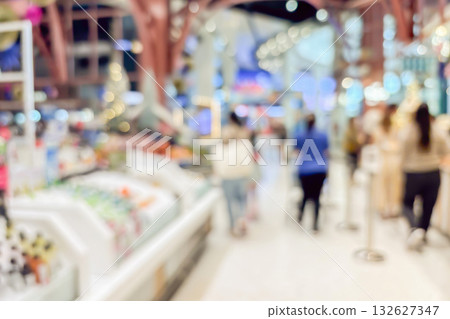 supermarket grocery store aisle and shelves blurred background supermarket grocery store aisle and shelves blurred background 132627347